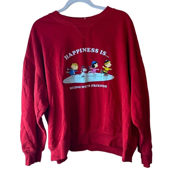 Peanuts Happiness Is Being With Friends Red Sweatshirt XL H&M READ - Picture 1 of 3